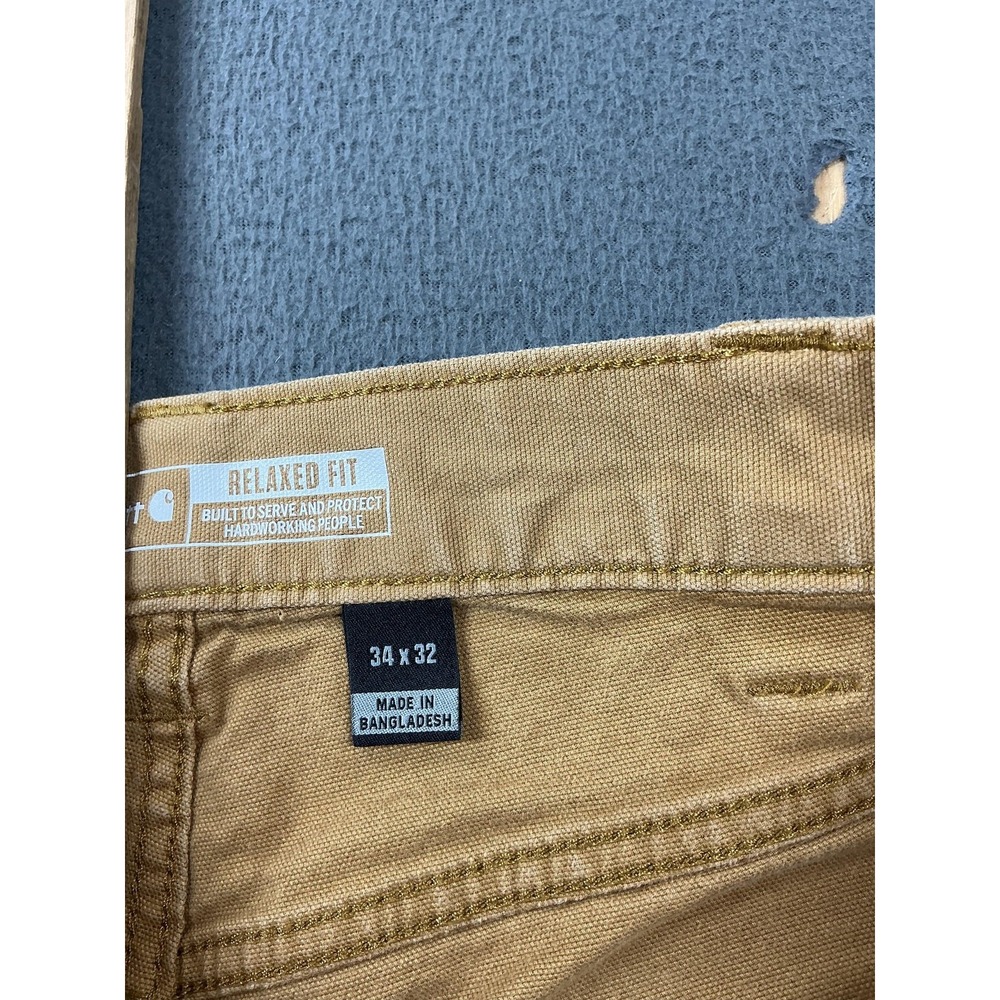 Carhartt Pants Mens 34x32 Beige Rugged Flex Relaxed Fit Canvas Workwear - Picture 8 of 13